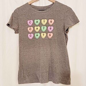 cats in candy heart t-shirt